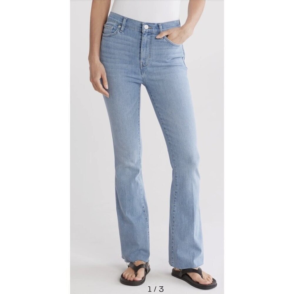 FRAME Le Easy High Waist Raw Hem Flare Jeans Wone's Sz 27 Wilson Raw After Wash